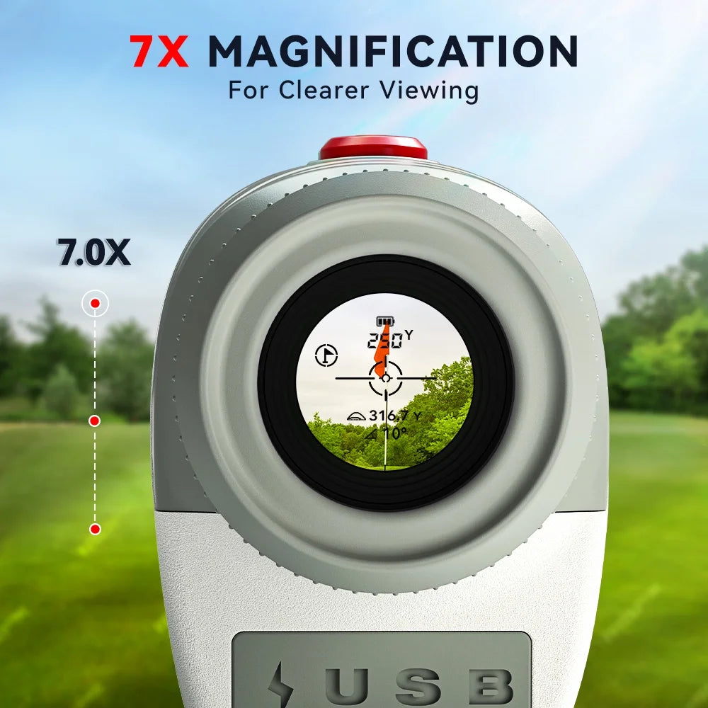 Laser Golf Range Finder, 7X Magnification Clear View 1200 Yards Laser Hunting Rangefinder, Slope Measurement, Flag Pole Lockin, Short, Gray