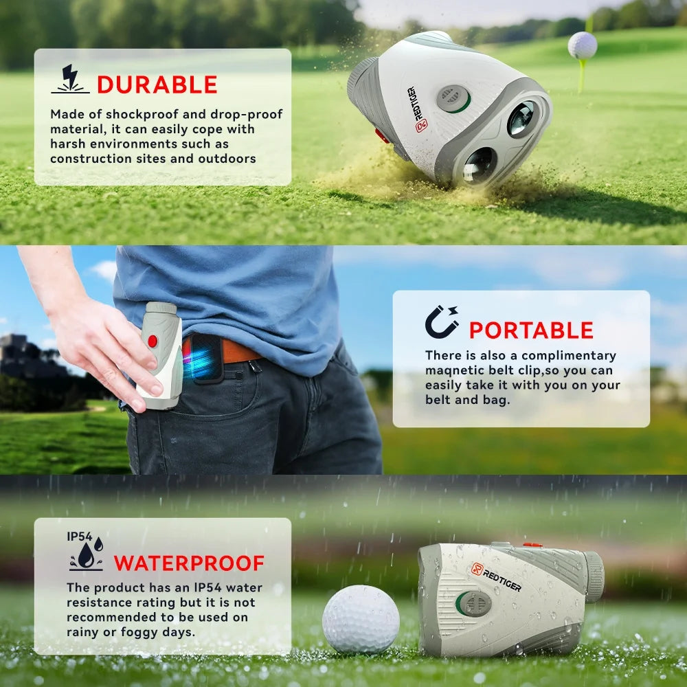 Laser Golf Range Finder, 7X Magnification Clear View 1200 Yards Laser Hunting Rangefinder, Slope Measurement, Flag Pole Lockin, Short, Gray