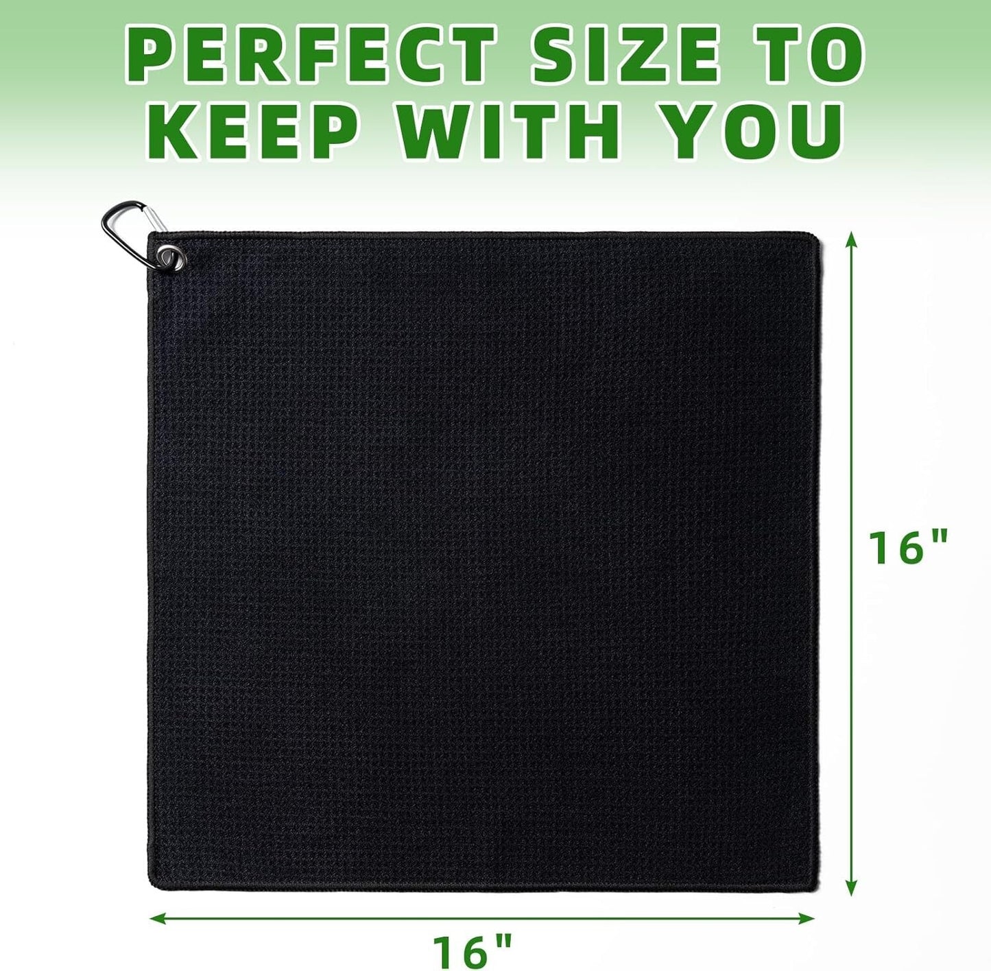 3 Pack Golf Towel (16" X 16") with Carabiner Clip, Microfiber Golf Towels
