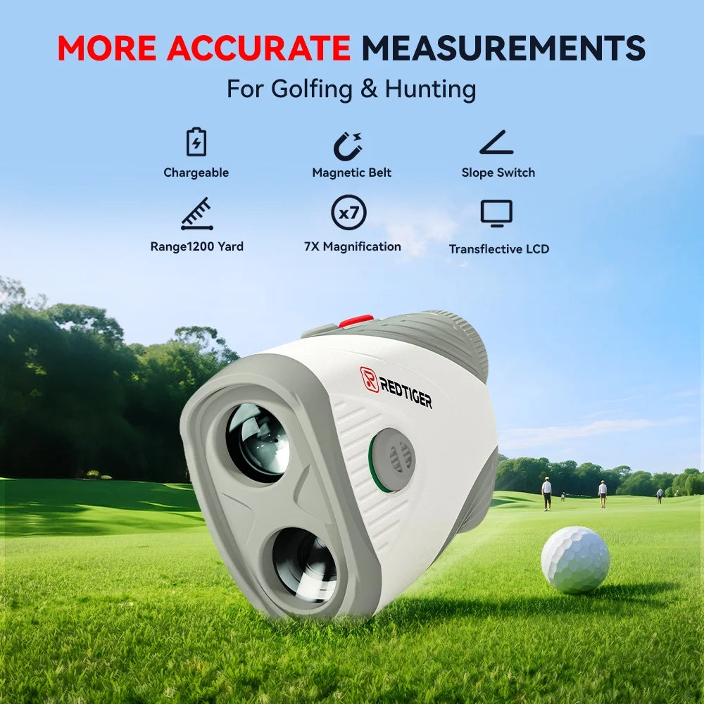 Laser Golf Range Finder, 7X Magnification Clear View 1200 Yards Laser Hunting Rangefinder, Slope Measurement, Flag Pole Lockin, Short, Gray