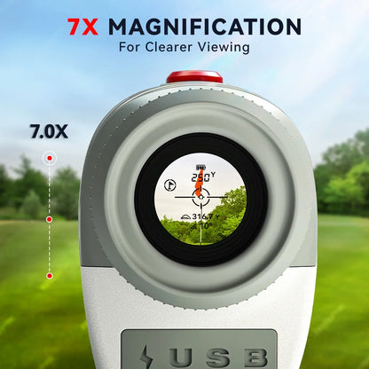 Laser Golf Range Finder, 7X Magnification Clear View 1200 Yards Laser Hunting Rangefinder, Slope Measurement, Flag Pole Lockin, Short, Gray