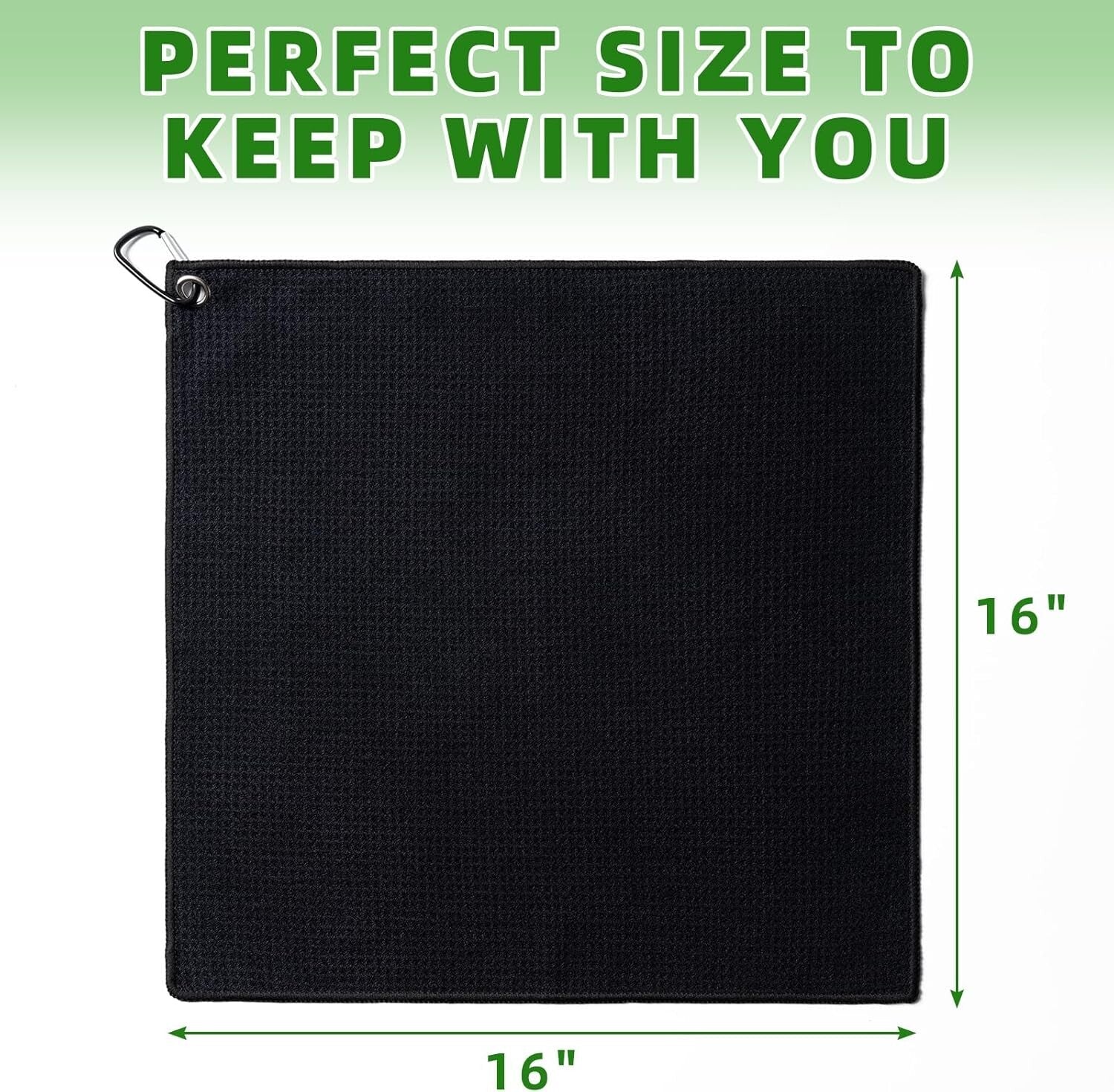 3 Pack Golf Towel (16" X 16") with Carabiner Clip, Microfiber Golf Towels