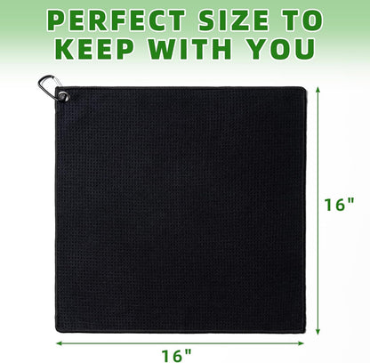3 Pack Golf Towel (16" X 16") with Carabiner Clip, Microfiber Golf Towels